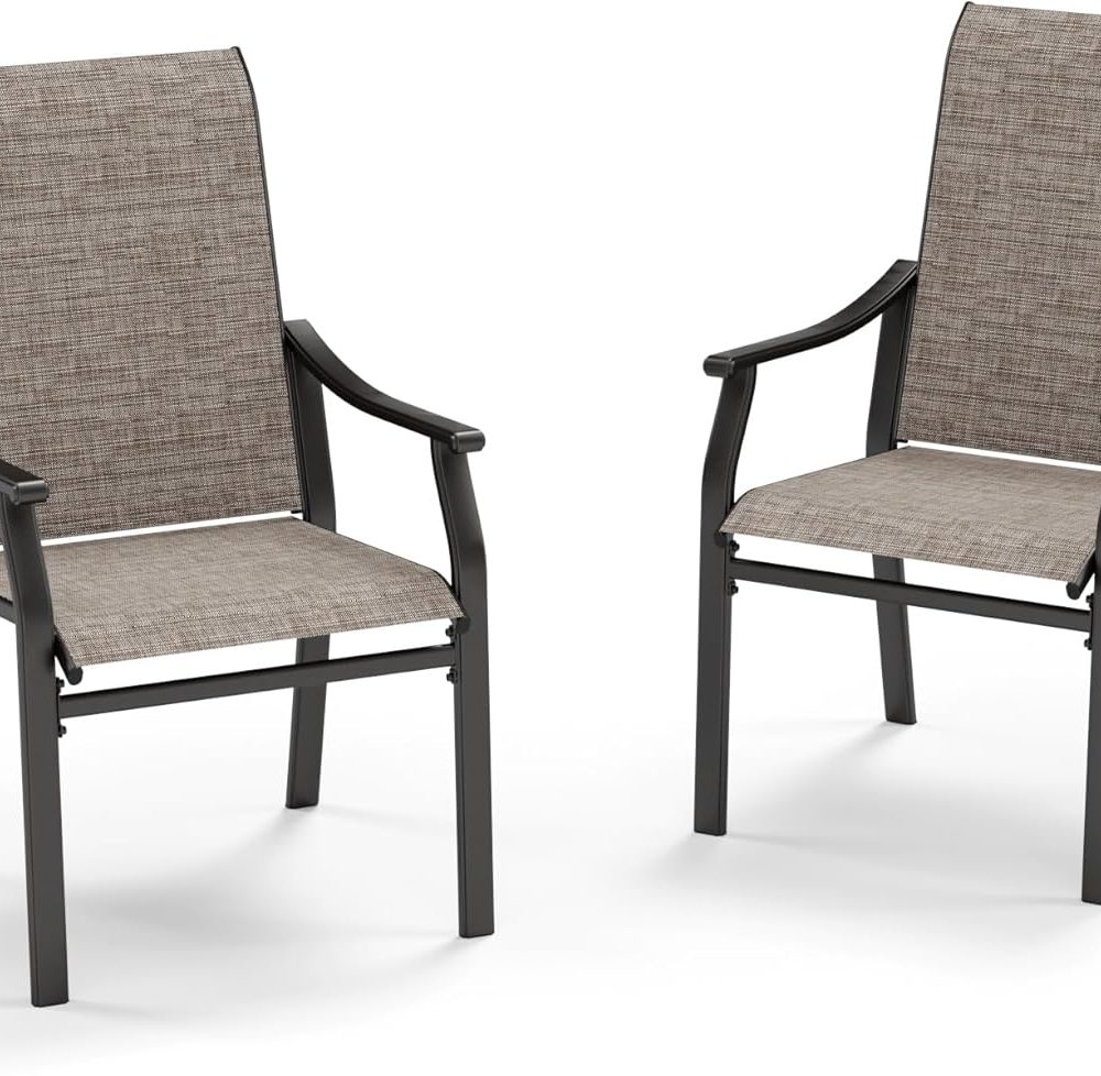 Sophia & William Outdoor Chairs Set of 2, Patio Chairs with Breathable Textilene Fabric and Heavy-Duty Iron Frame, Perfect for Lawn Garden Backyard Deck 350 lbs Capacity